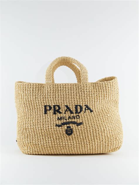 prada raffia bag second hand|large raffia tote bag.